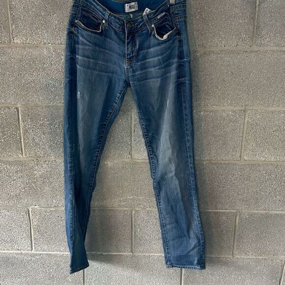 Paige Distressed Denim Dark Wash Jeans Blue Size 27 - Picture 1 of 5